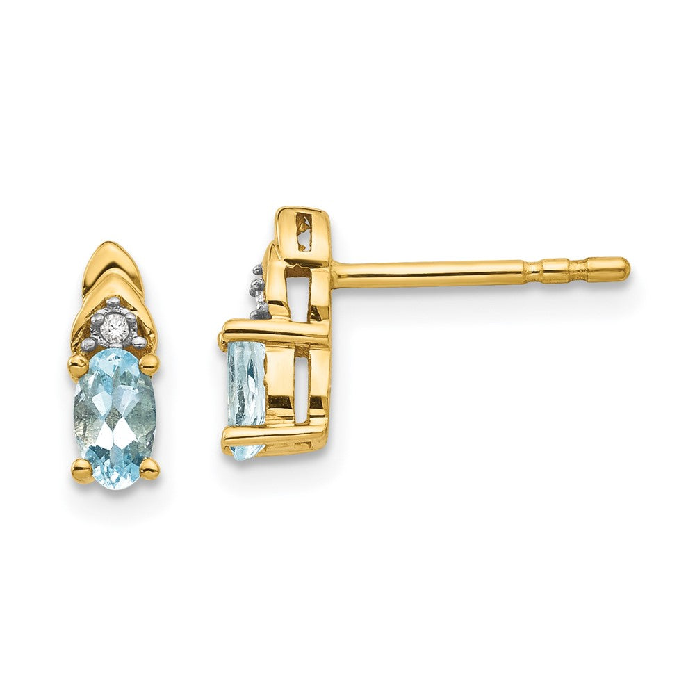 14k Aquamarine and Diamond Earrings