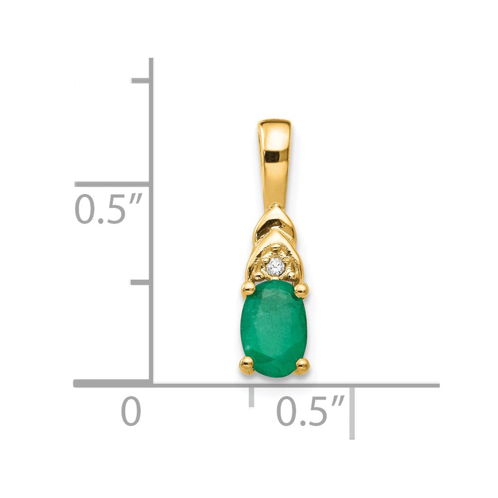 14k Emerald and Diamond Pendant