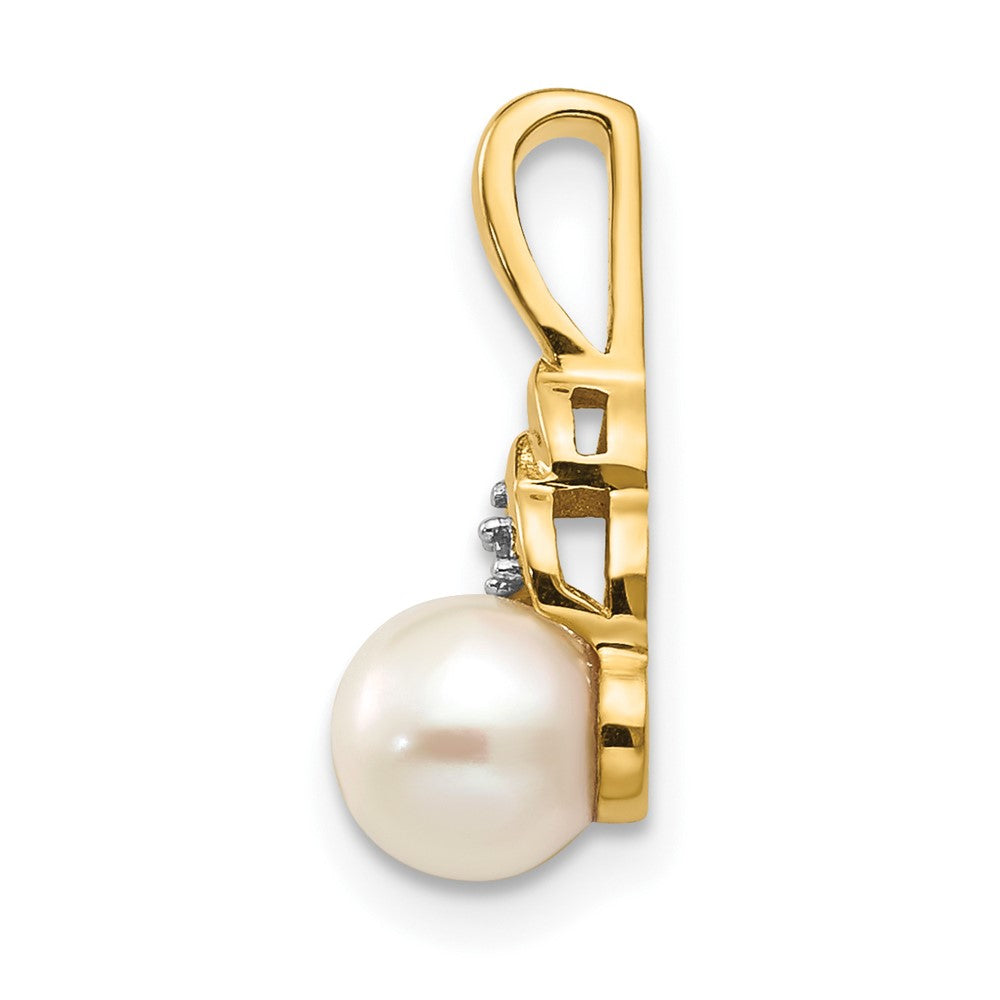 14k FW Cultured Pearl and Diamond Pendant