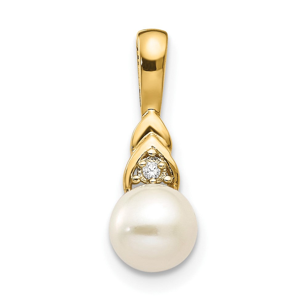 14k FW Cultured Pearl and Diamond Pendant