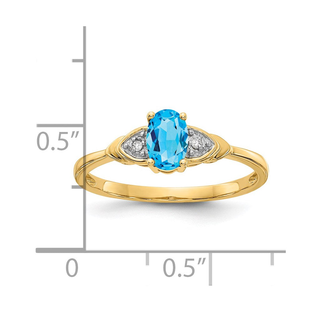 14k Blue Topaz and Diamond Ring