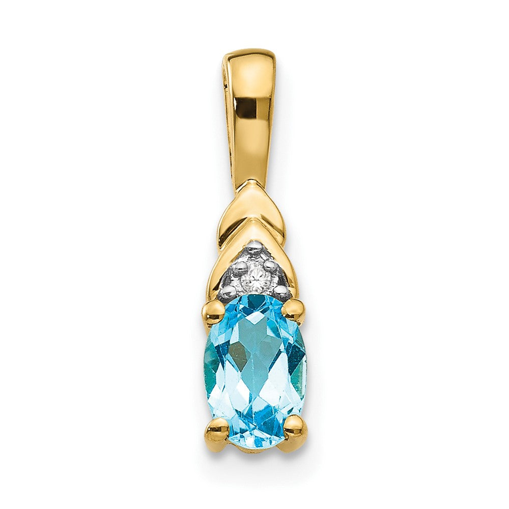 14k Blue Topaz and Diamond Pendant