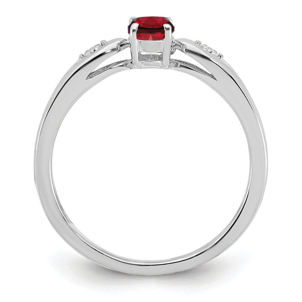 14k White Gold Garnet and Diamond Ring