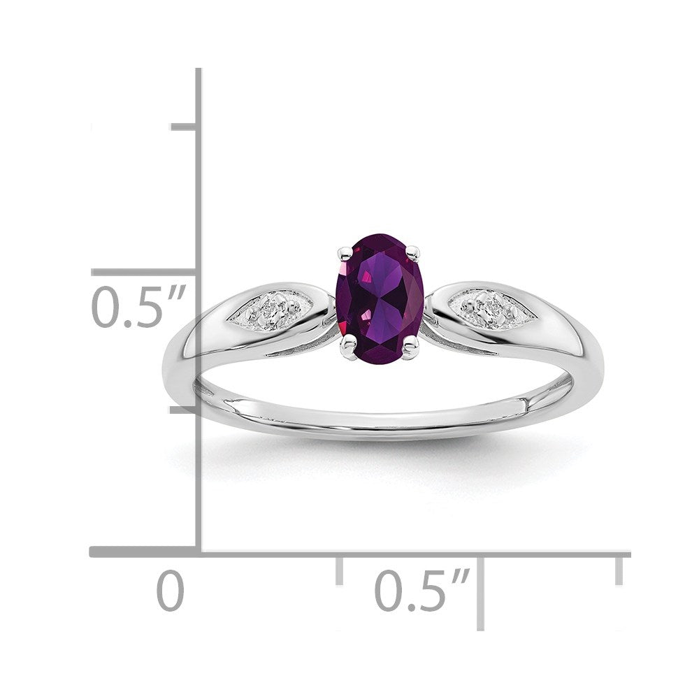 14k White Gold Amethyst and Diamond Ring