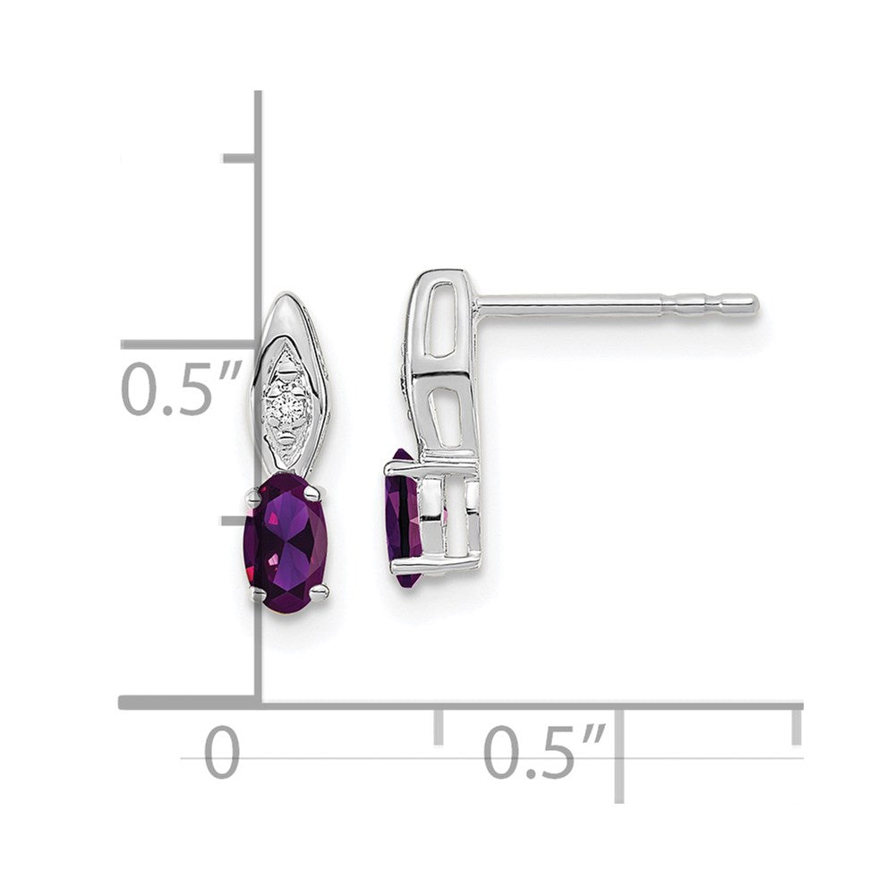 14k White Gold Amethyst and Diamond Post Earrings