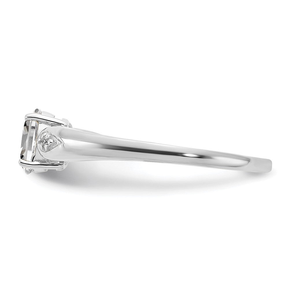 14k White Gold White Topaz and Diamond Ring
