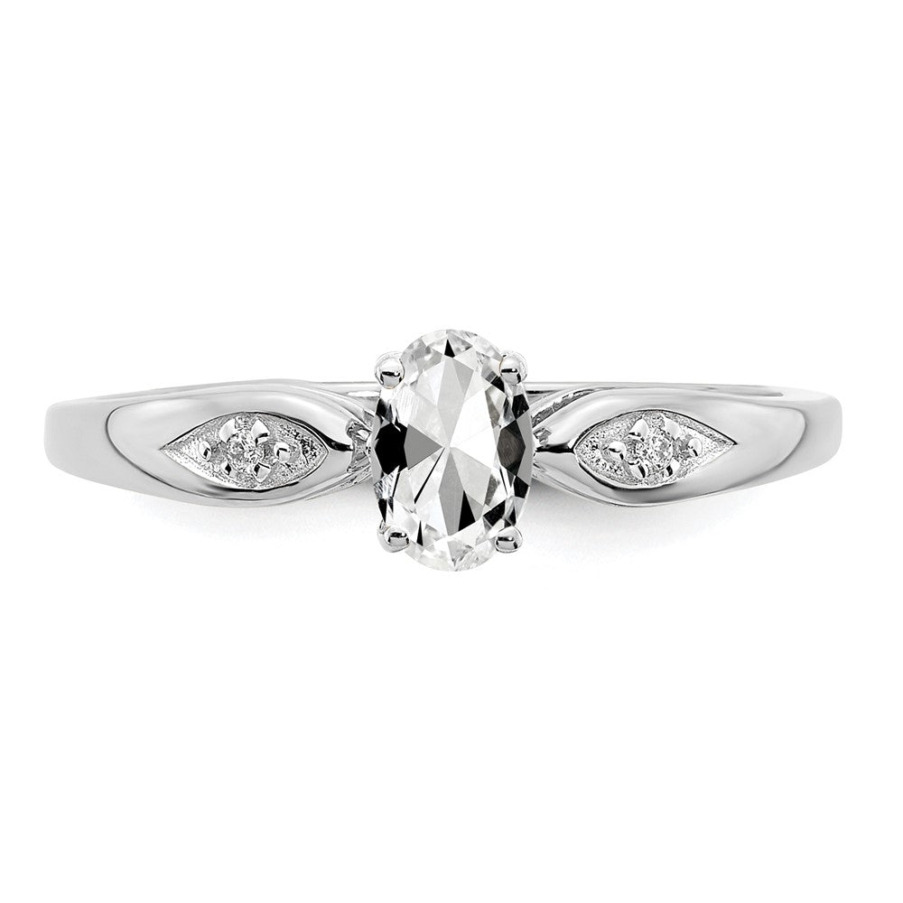 14k White Gold White Topaz and Diamond Ring