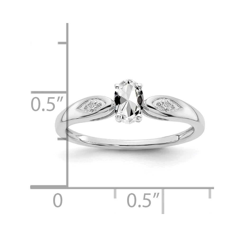 14k White Gold White Topaz and Diamond Ring
