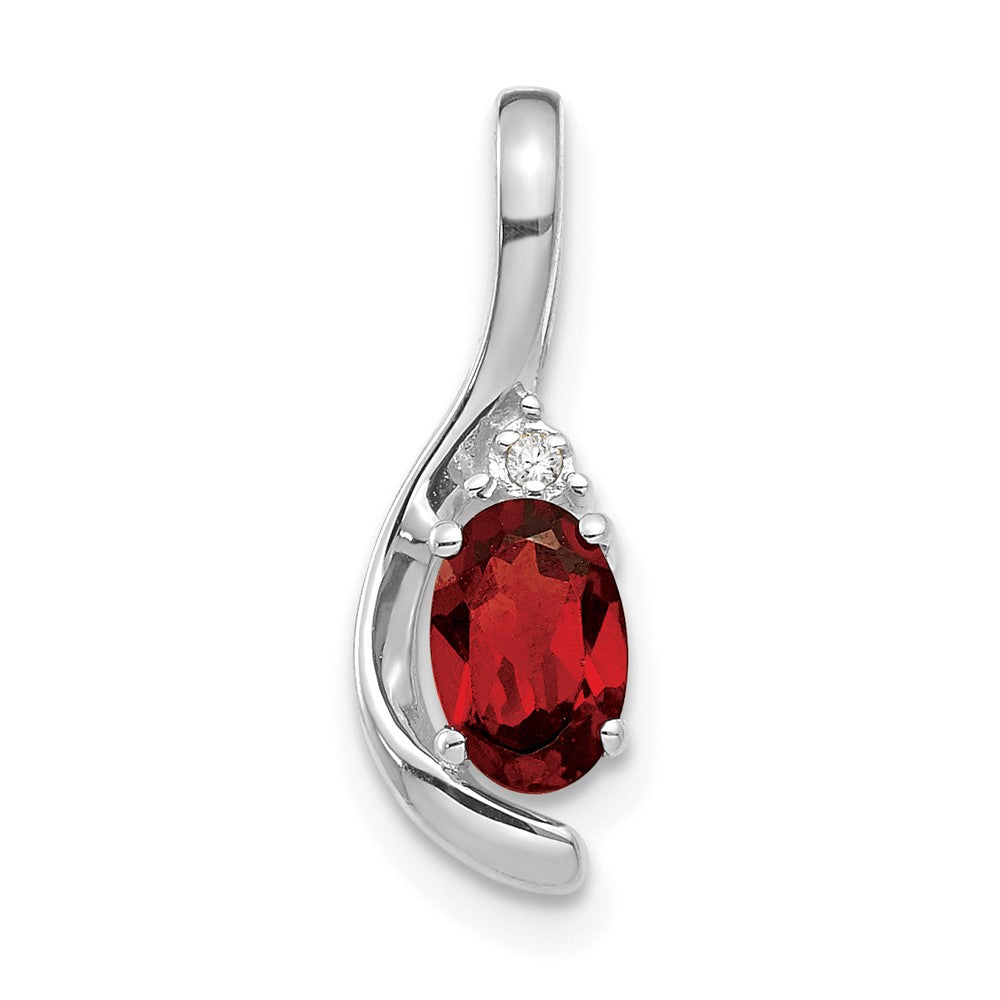 14k White Gold Garnet and Diamond Pendant