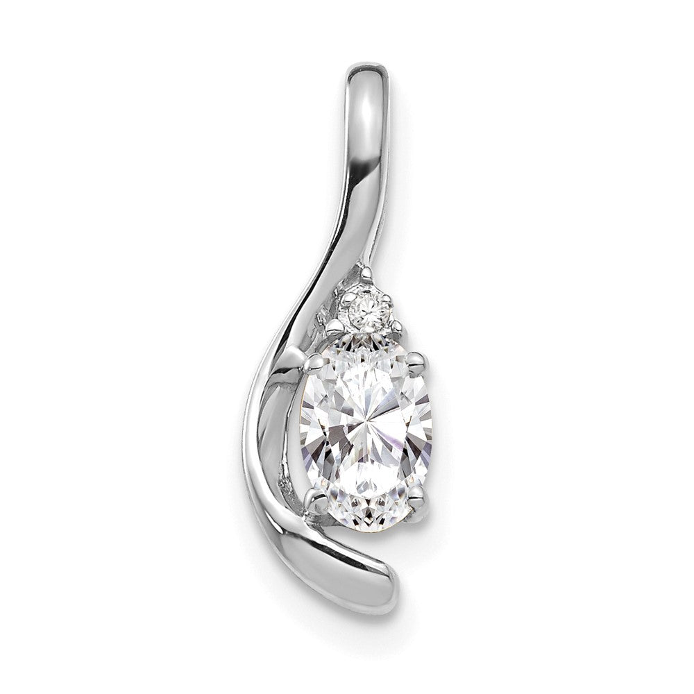 14k White Gold White Topaz and Diamond Pendant