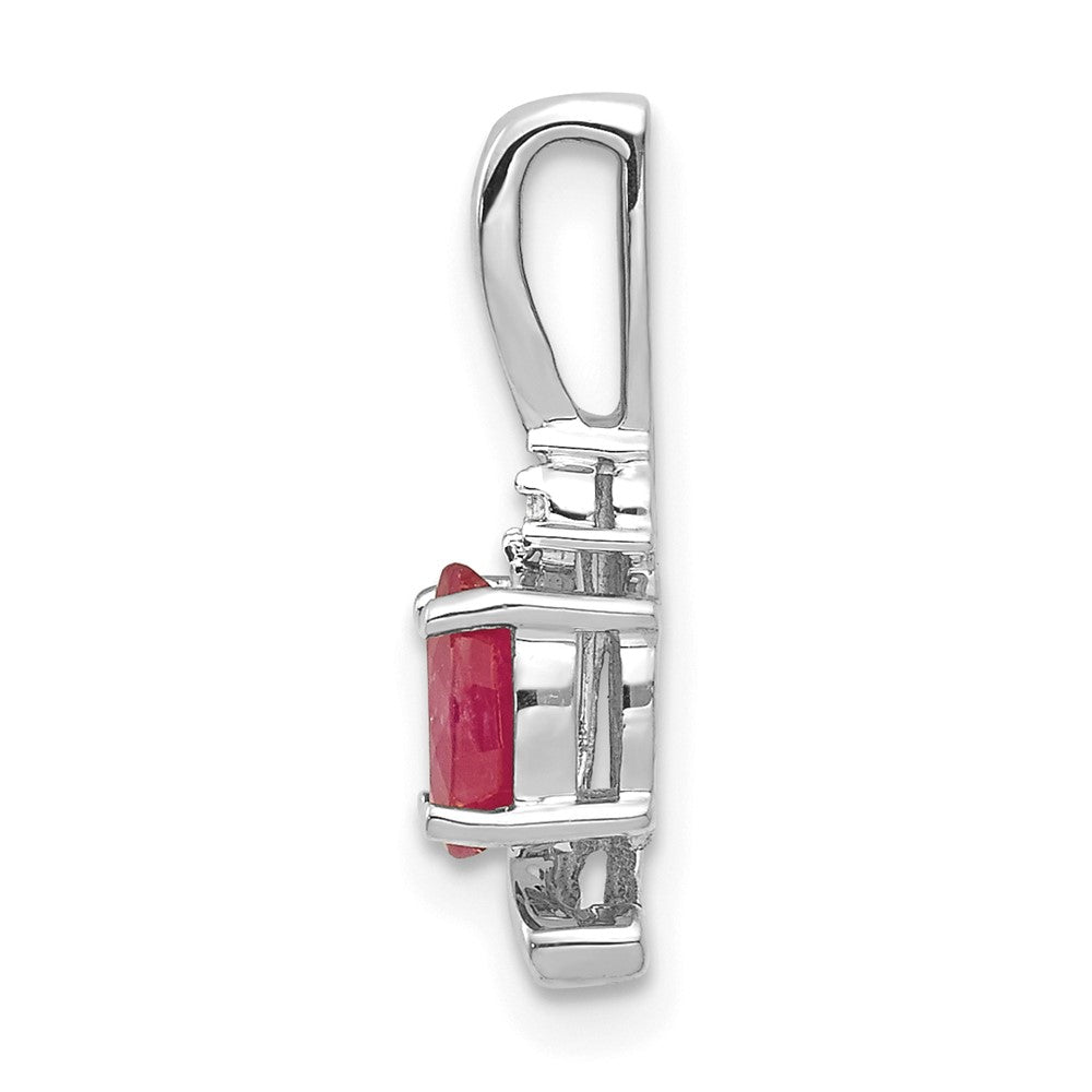 14k White Gold Ruby and Diamond Pendant