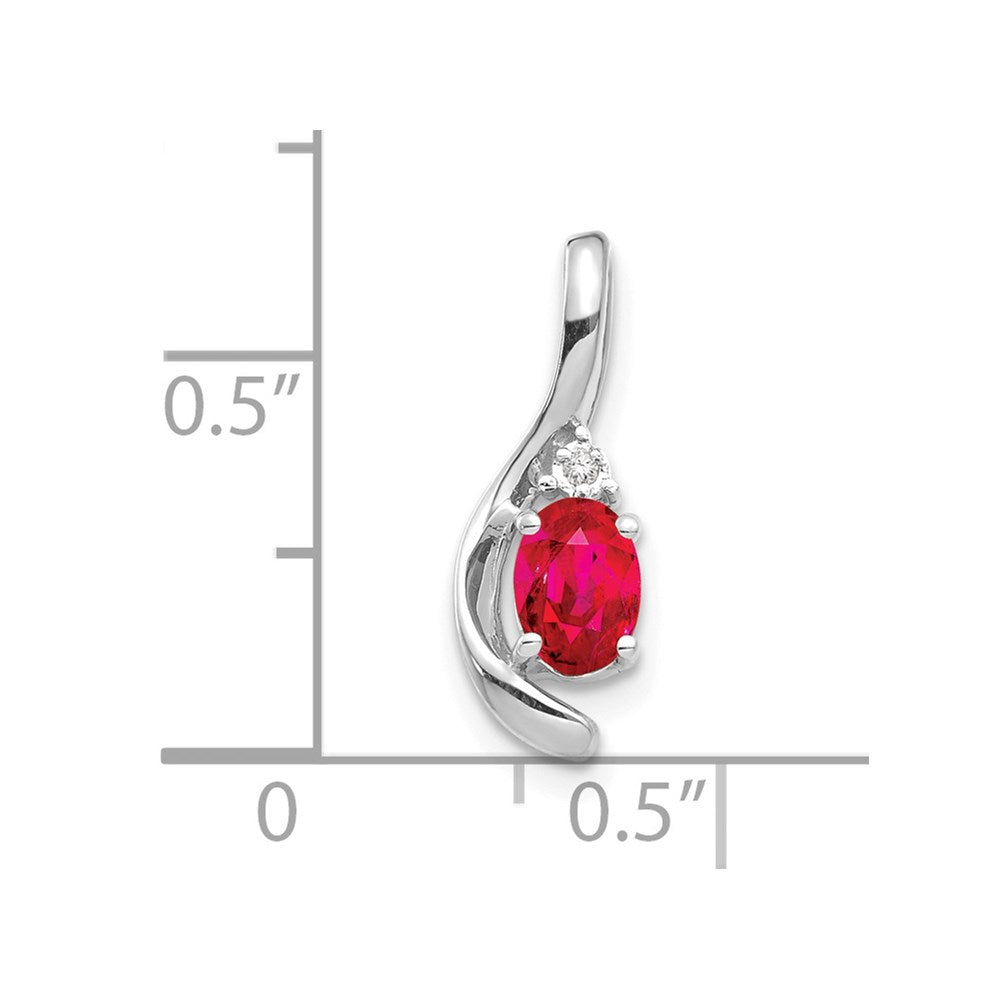 14k White Gold Ruby and Diamond Pendant