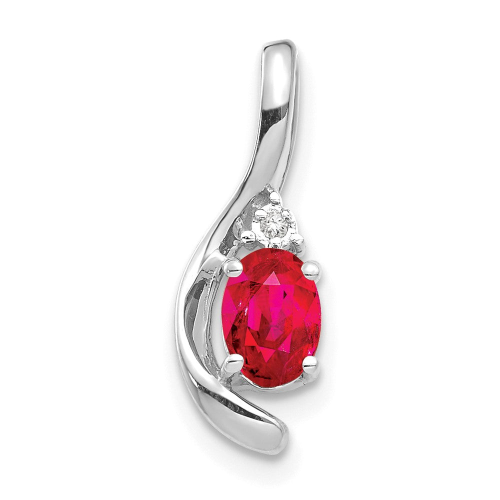 14k White Gold Ruby and Diamond Pendant