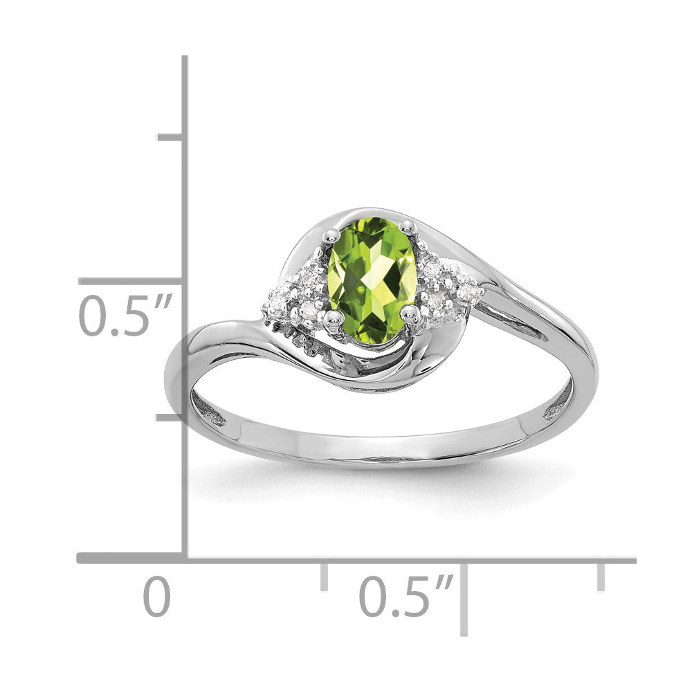 14k White Gold Peridot and Diamond Ring