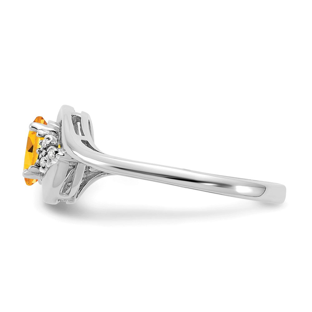 14k White Gold Citrine and Diamond Ring