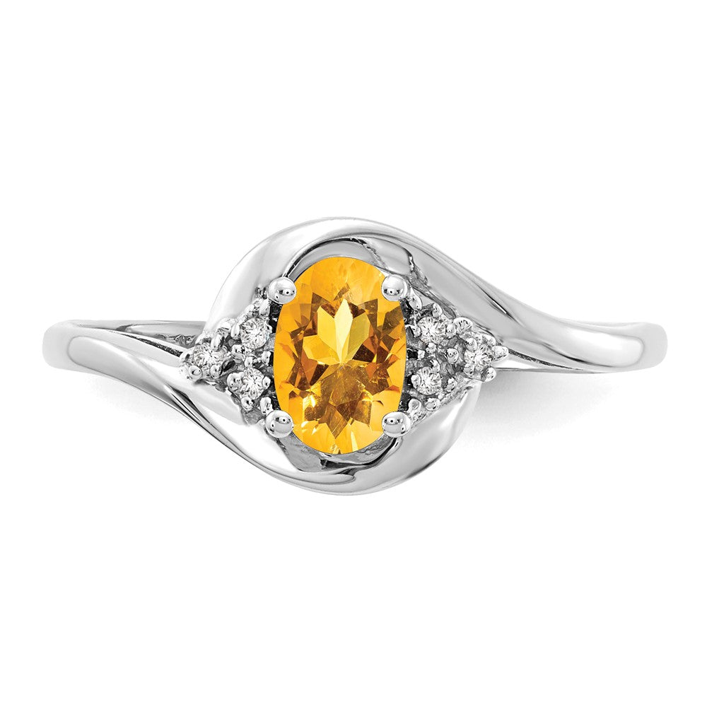 14k White Gold Citrine and Diamond Ring