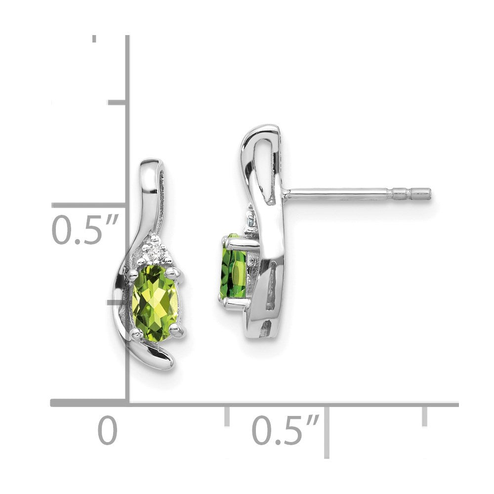 14k White Gold Peridot and Diamond Post Earrings