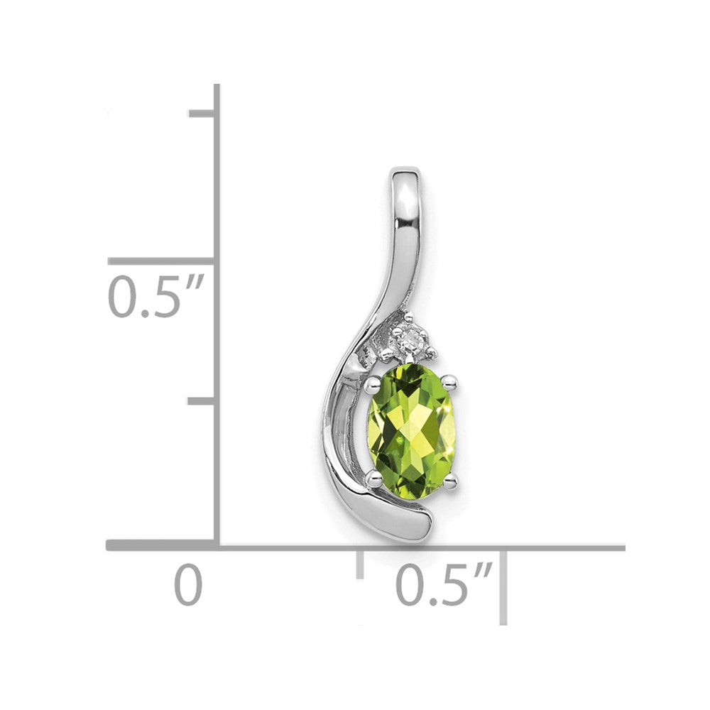 14k White Gold Peridot and Diamond Pendant