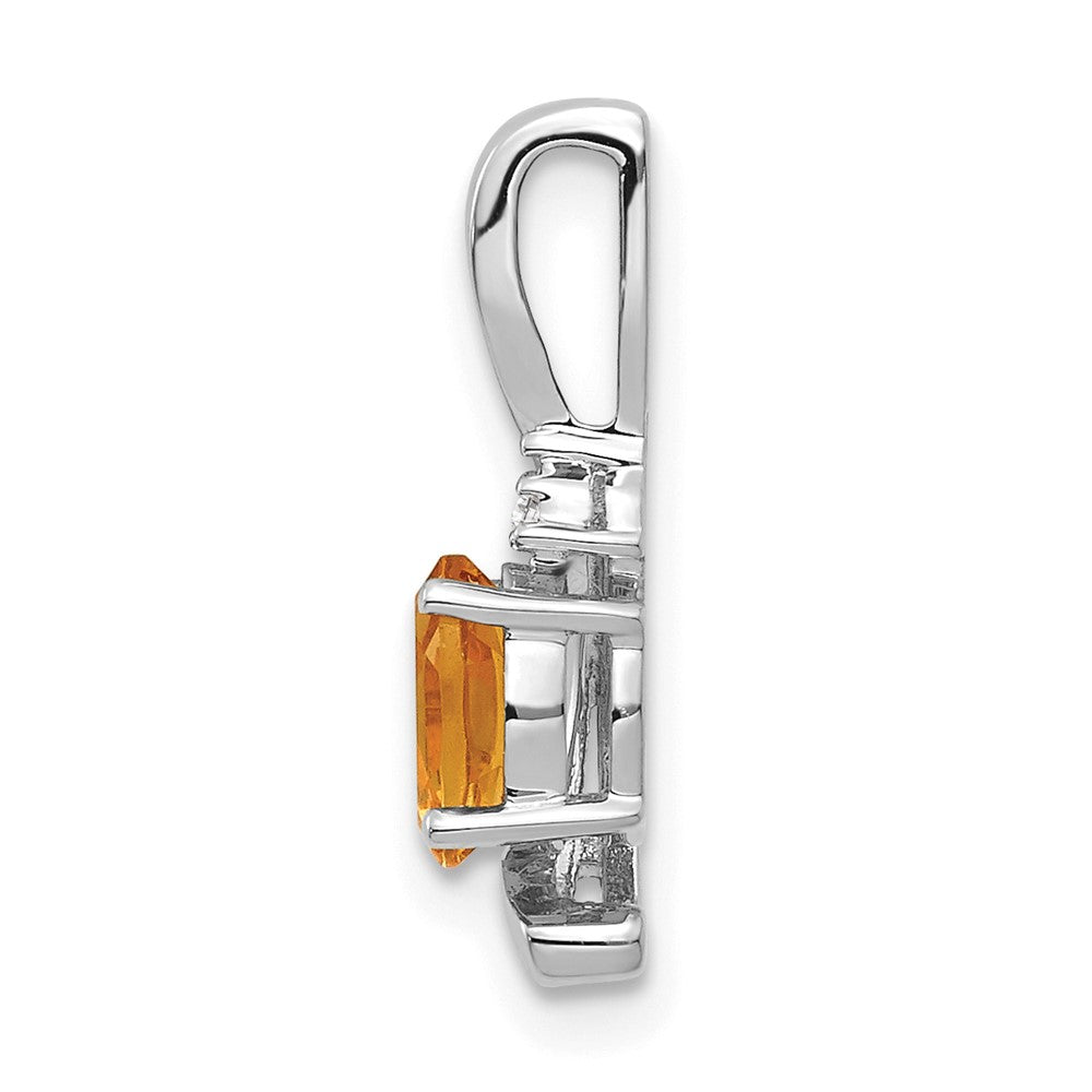 14k White Gold Citrine and Diamond Pendant