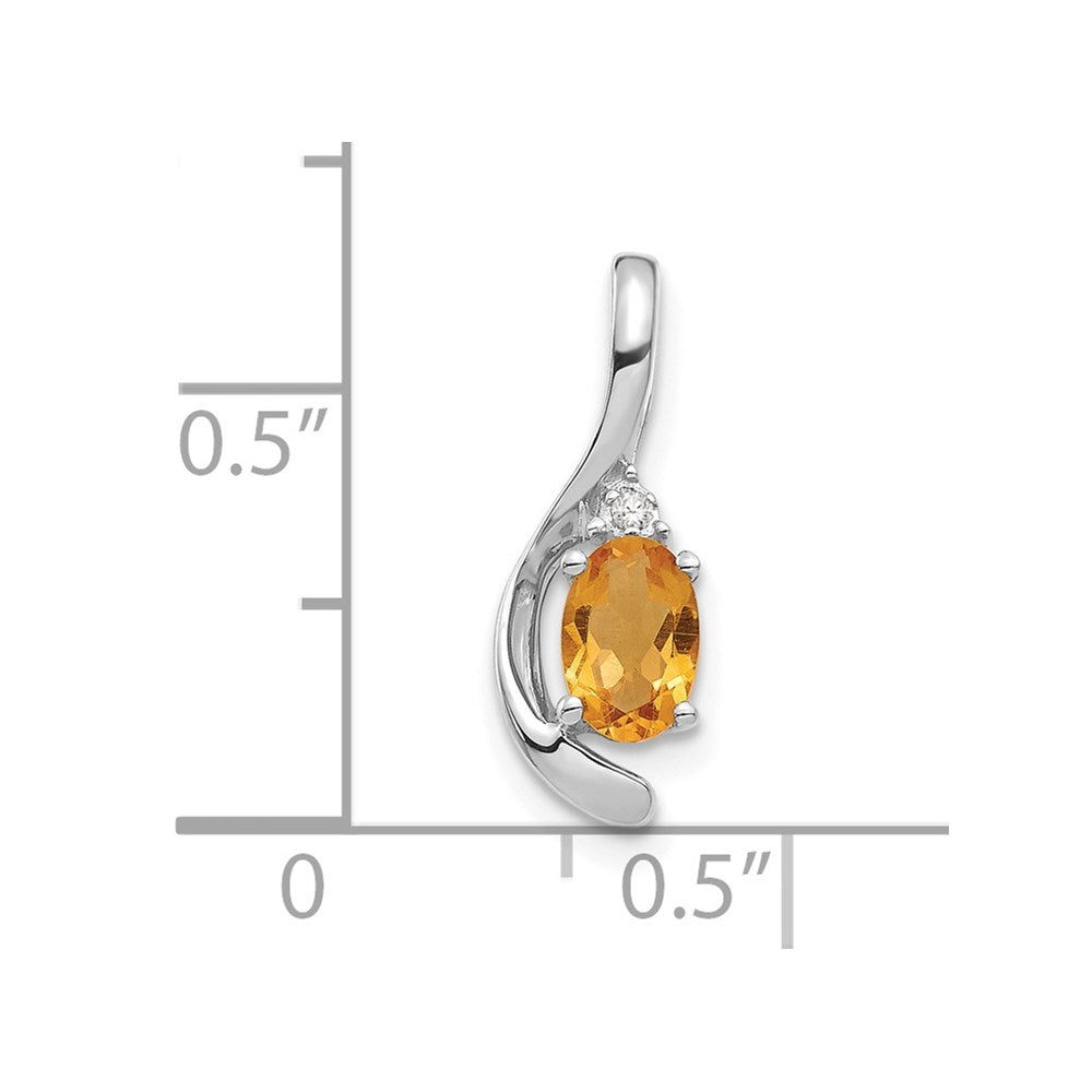 14k White Gold Citrine and Diamond Pendant