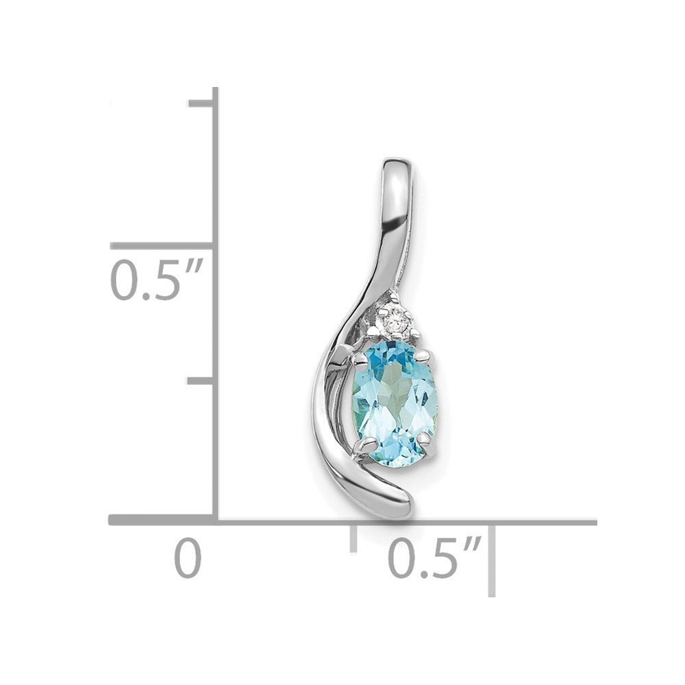14k White Gold Blue Topaz and Diamond Pendant
