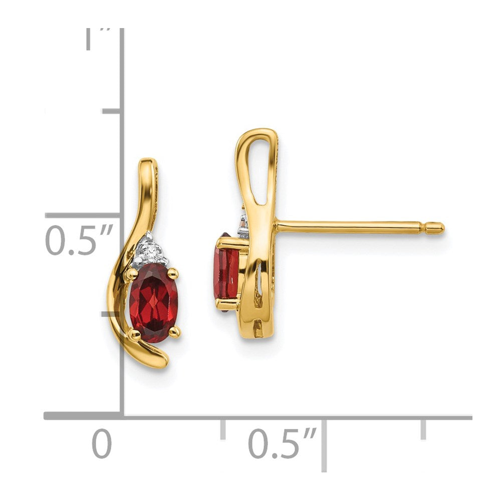 14k Garnet and Diamond Post Earrings