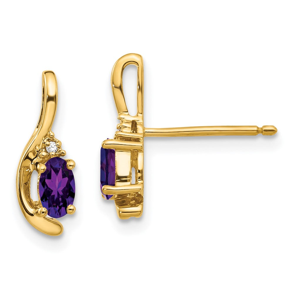 14k Amethyst and Diamond Post Earrings