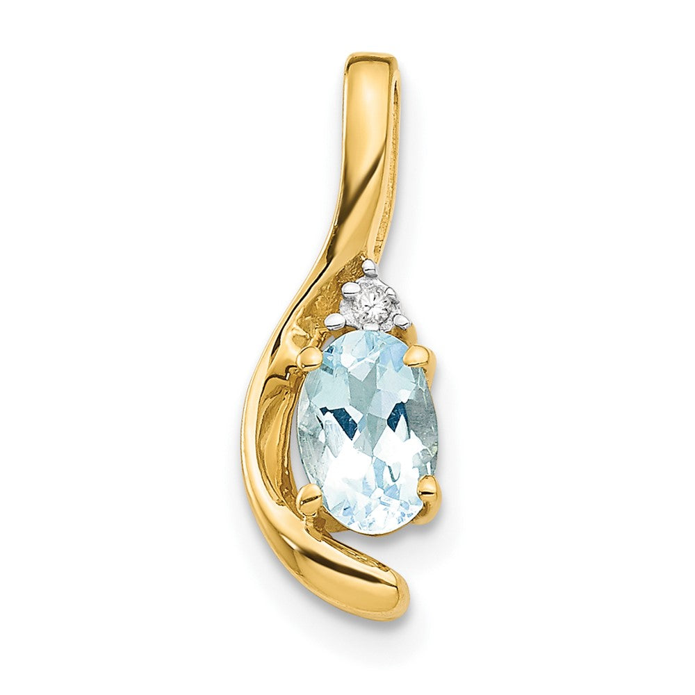 14k Aquamarine and Diamond Pendant