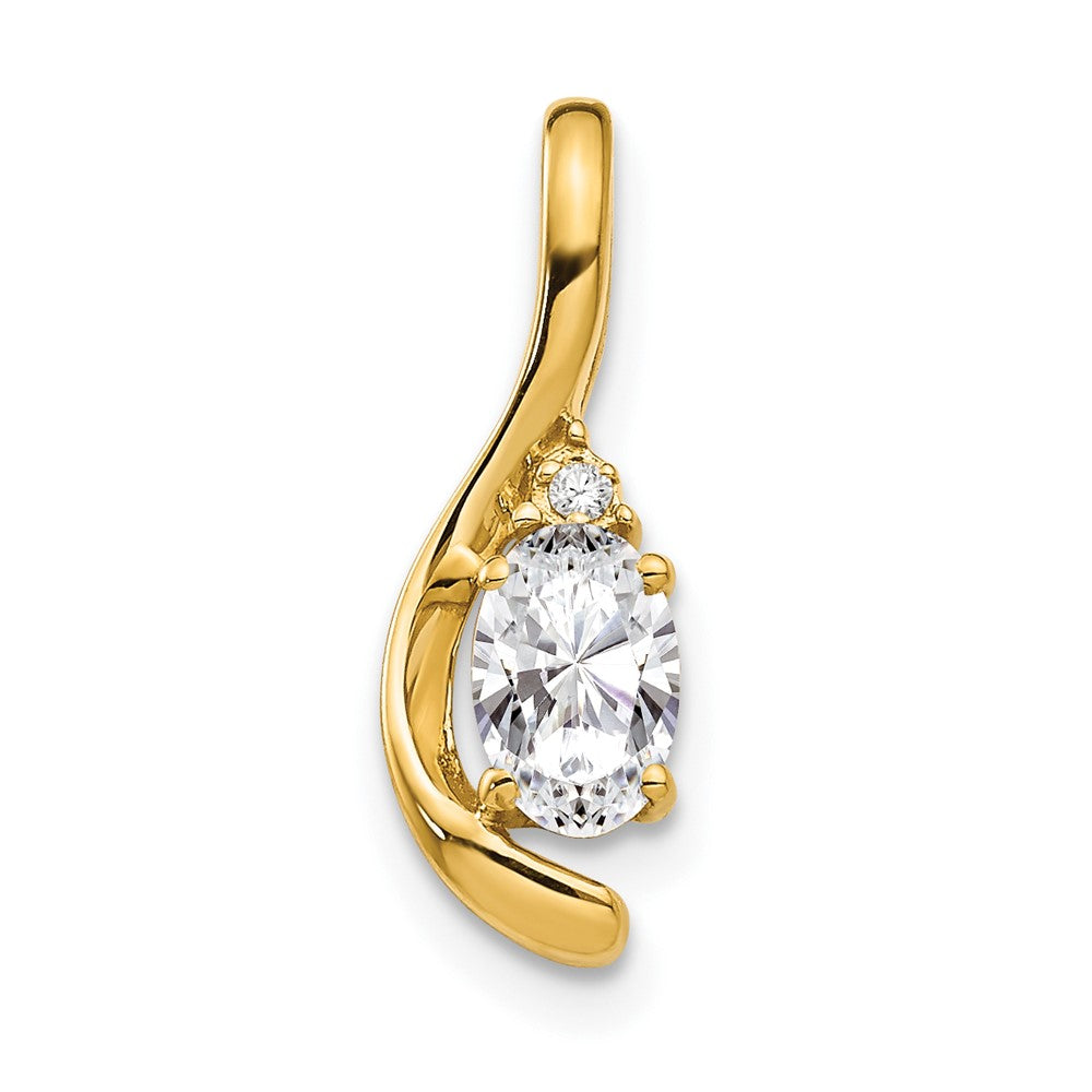 14k White Topaz and Diamond Pendant