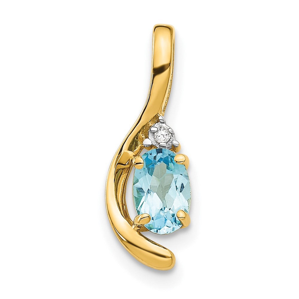 14k Blue Topaz and Diamond Pendant