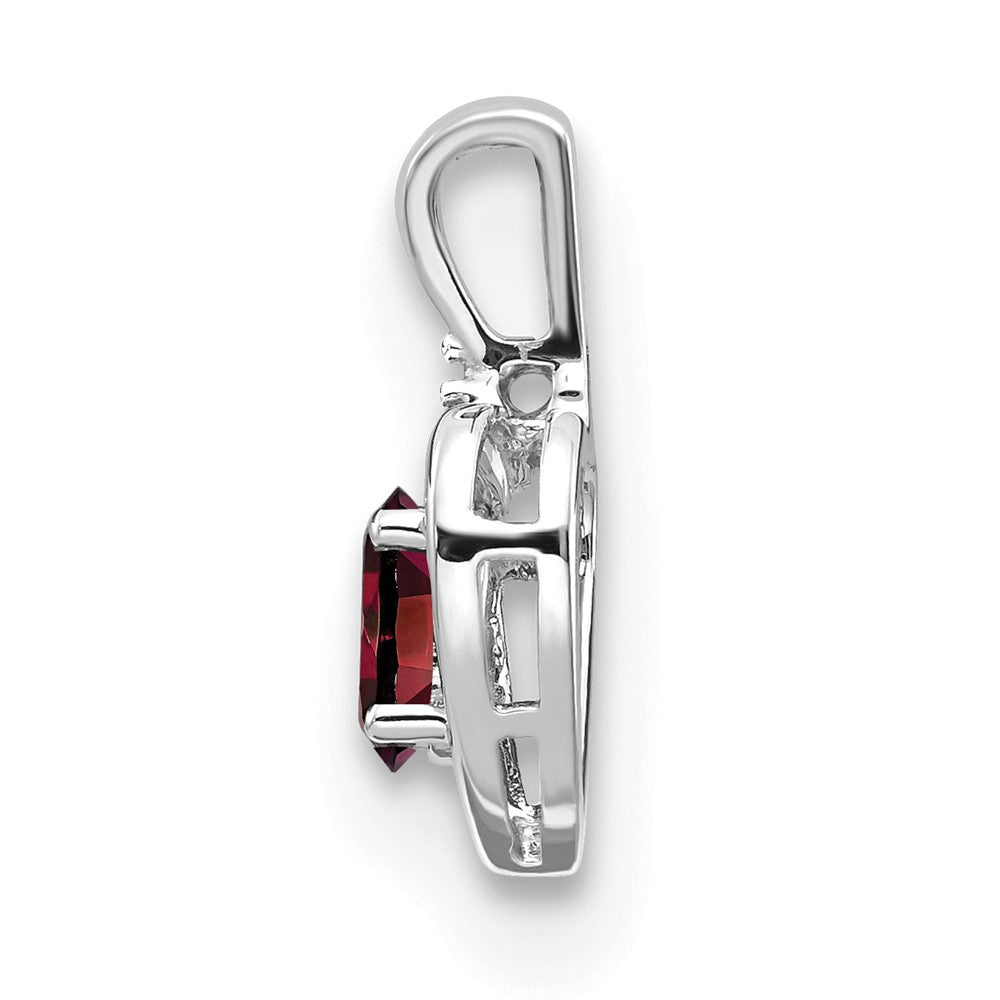 14k White Gold Garnet and Diamond Heart Pendant