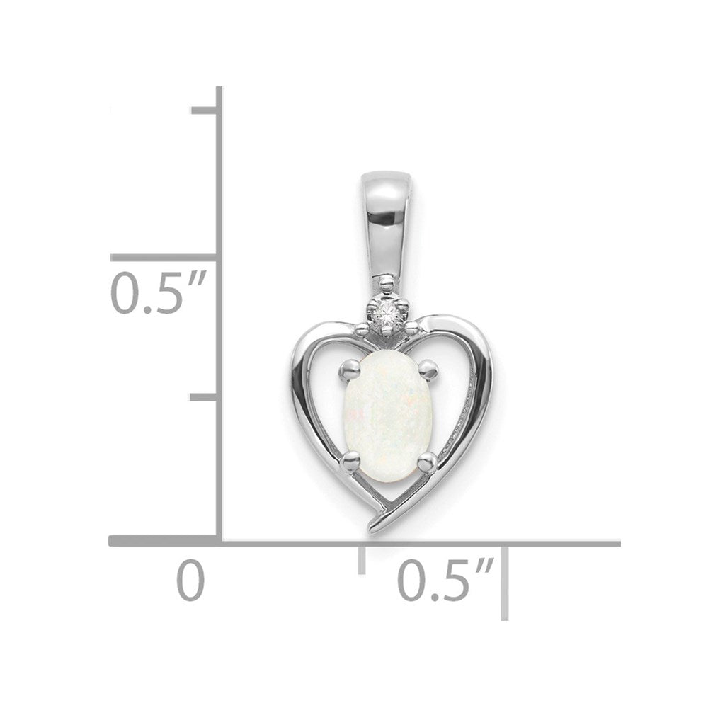 14k White Gold Opal and Diamond Heart Pendant