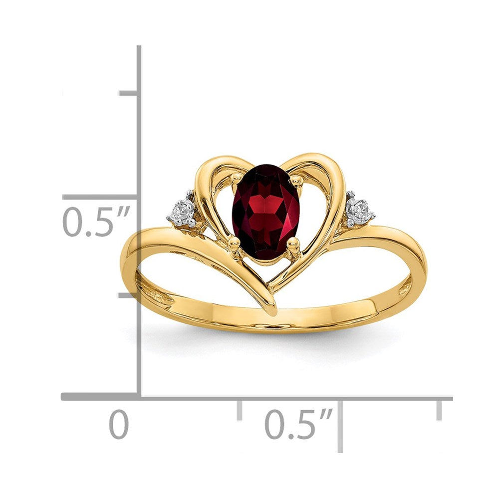 14k Garnet and Diamond Heart Ring