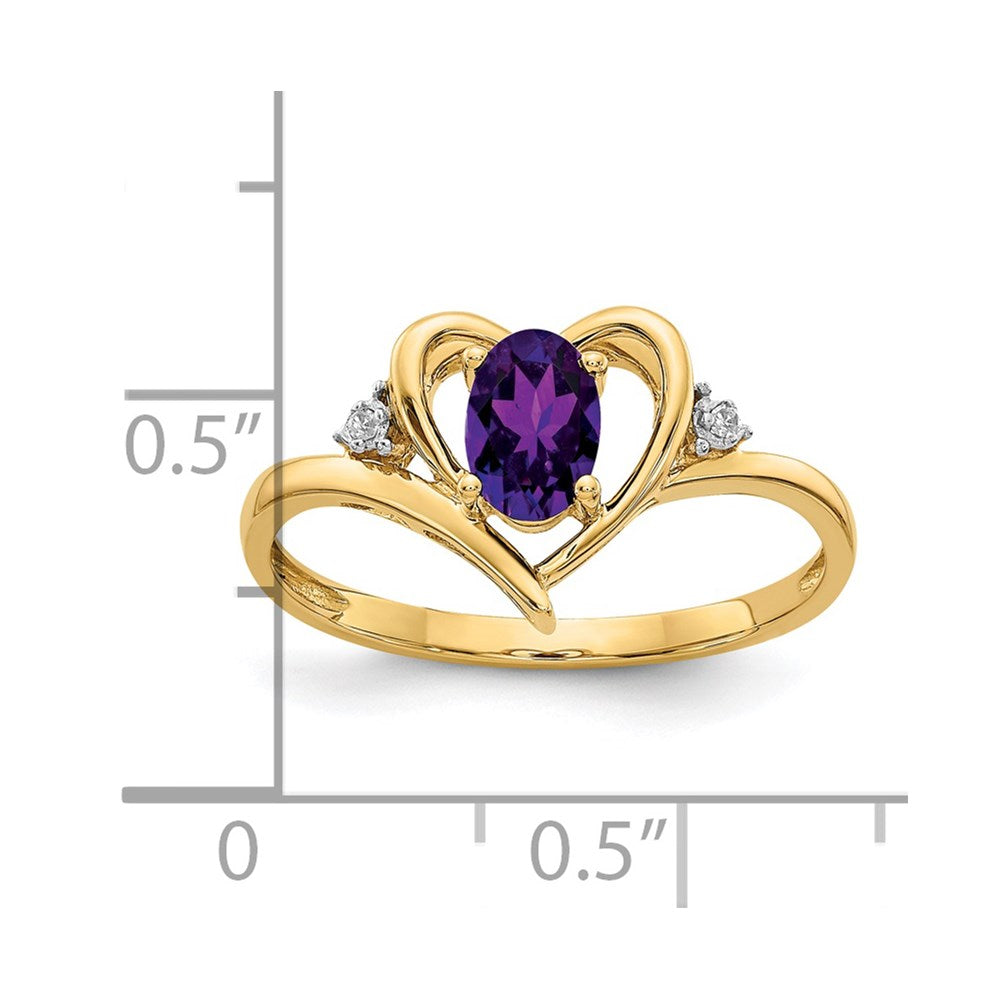 14k Amethyst and Diamond Heart Ring