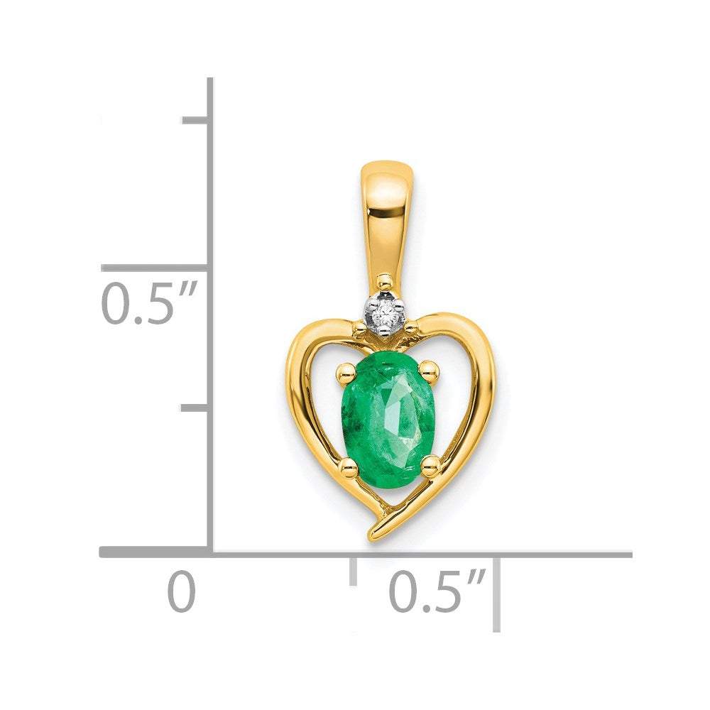 14k Emerald and Diamond Heart Pendant
