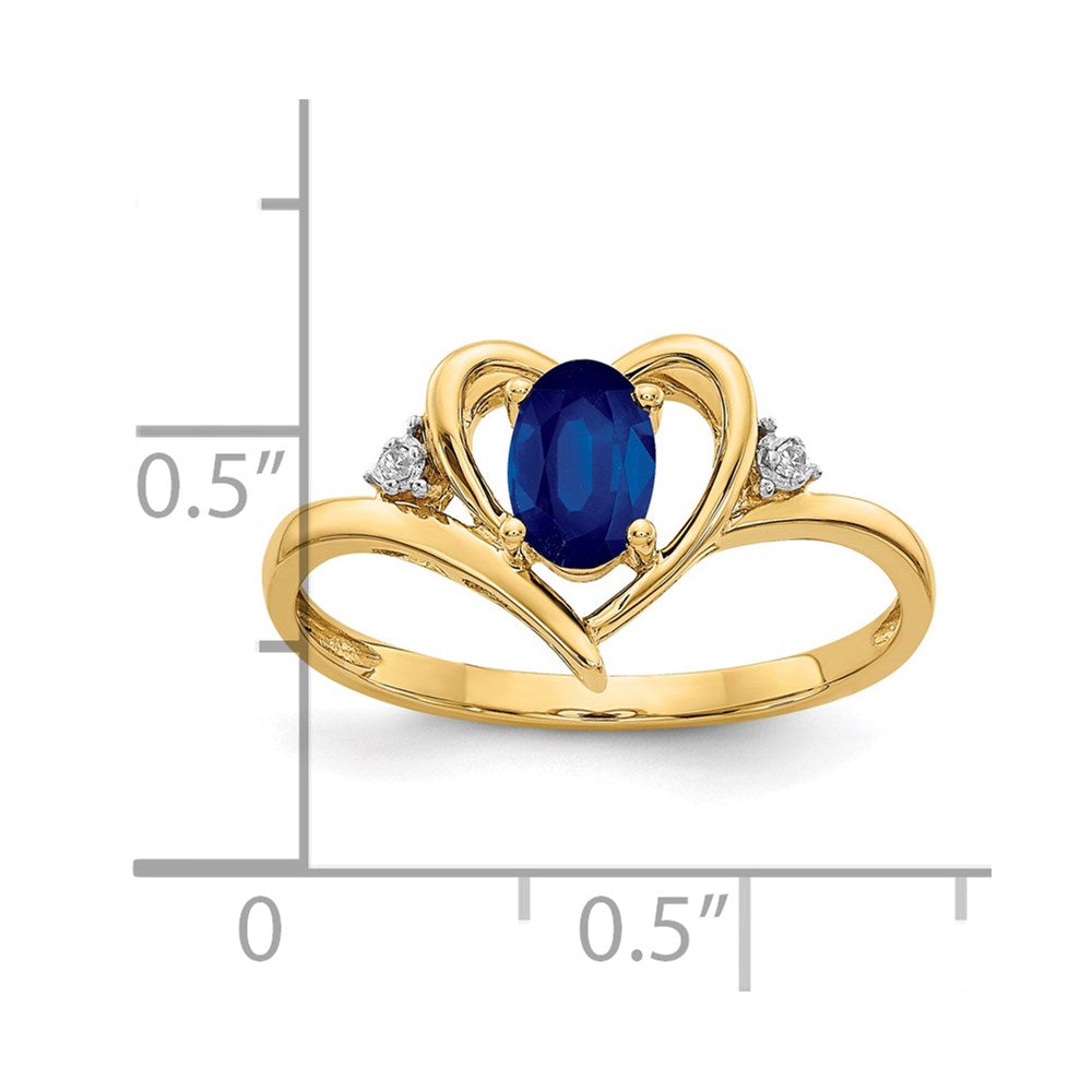 14k Sapphire and Diamond Heart Ring