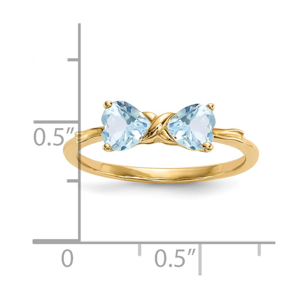 14k Gold Polished Aquamarine Bow Ring