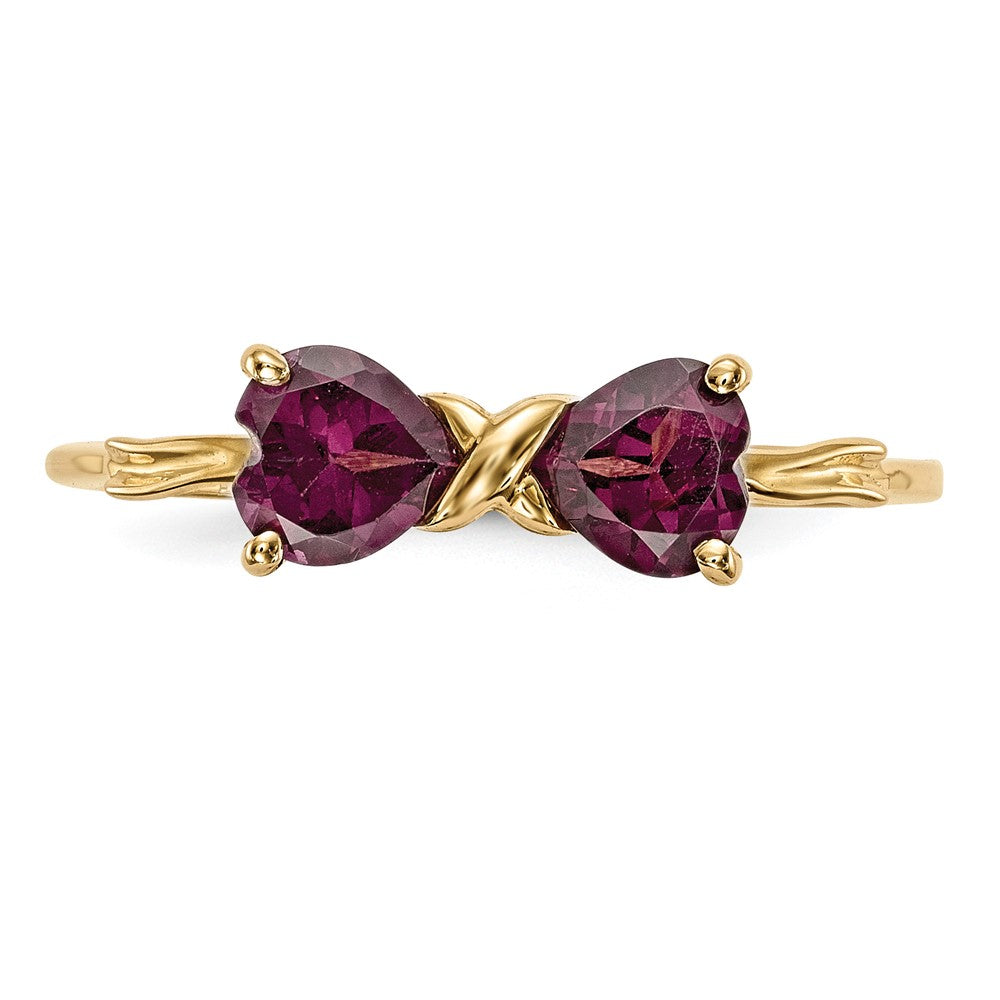 14k Gold Polished Rhodolite Bow Ring