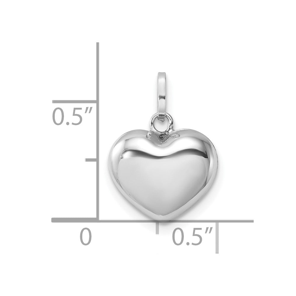 14k White Gold 3D Puffed Heart Pendant