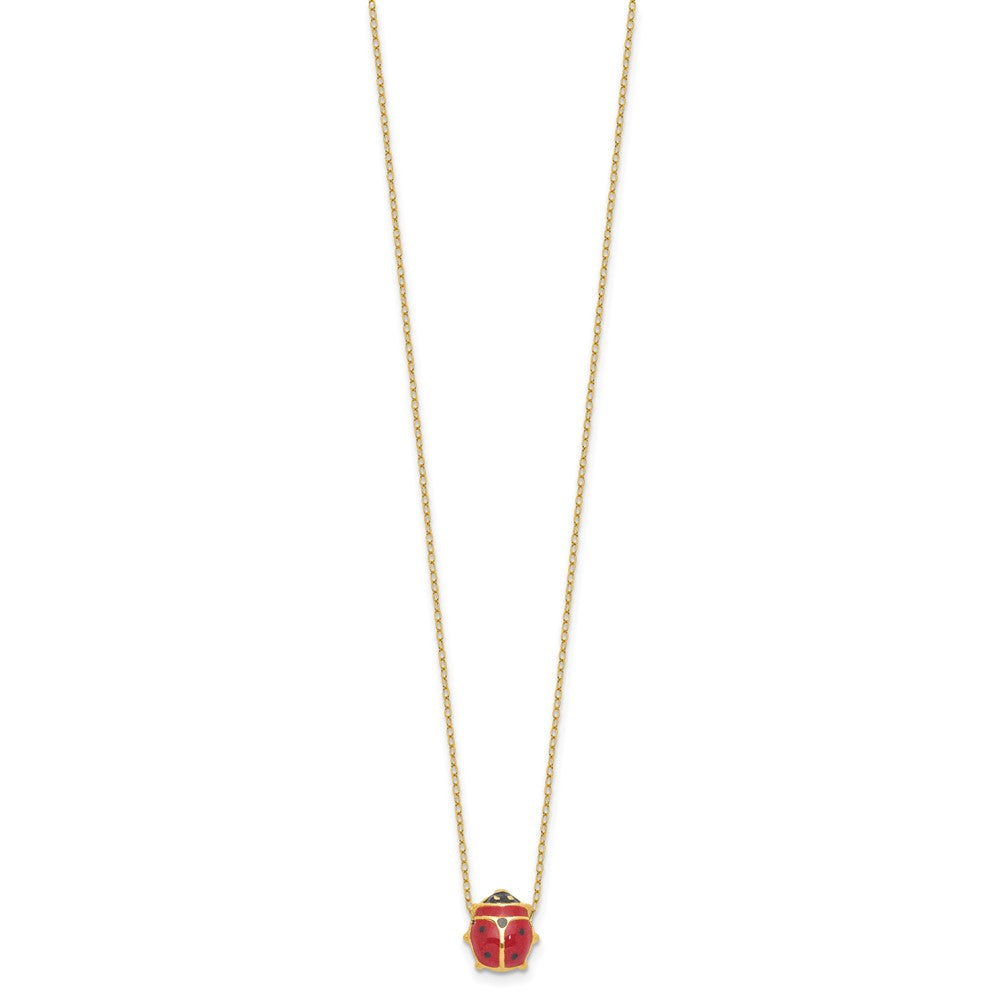14K Enameled Ladybug 17inch with 1in ext. Necklace