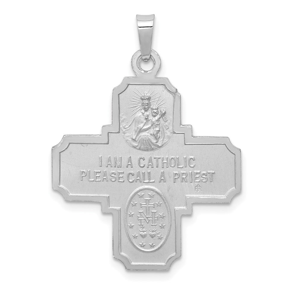 14k White Gold Four Way Medal Pendant