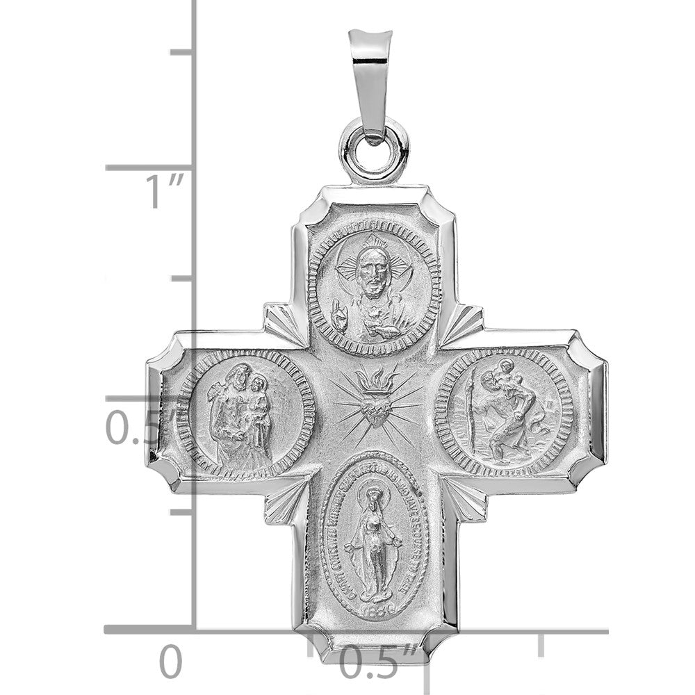 14k White Gold Four Way Medal Pendant