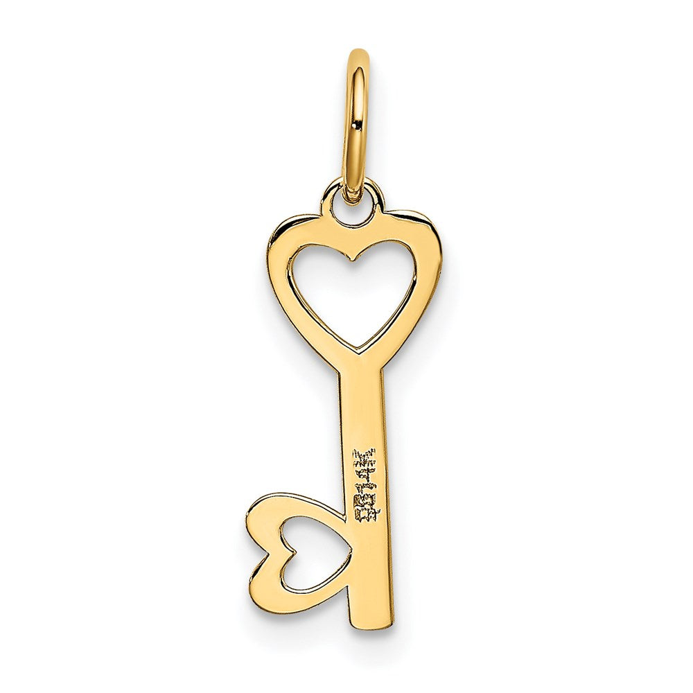 14K Polished Hearts Key Charm