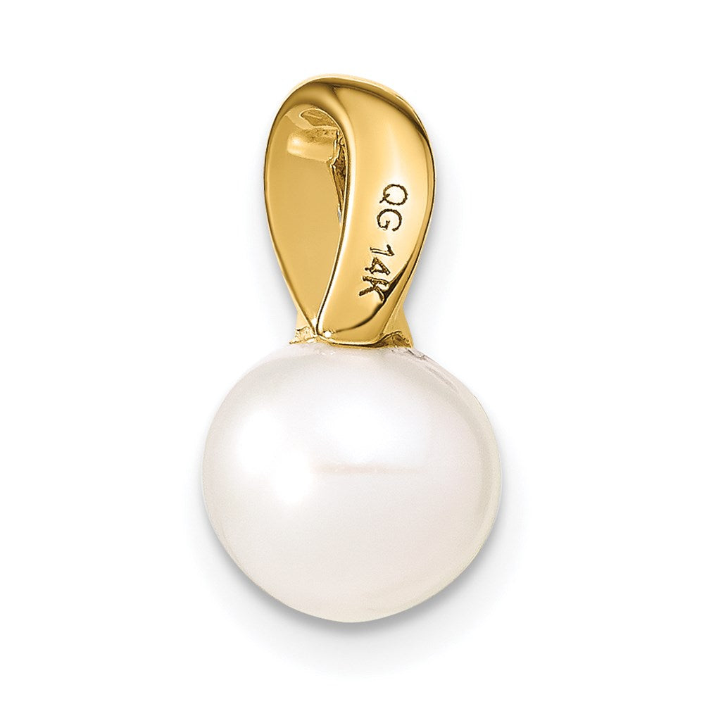 14k 8-9mm White Freshwater Cultured Pearl Pendant Slide