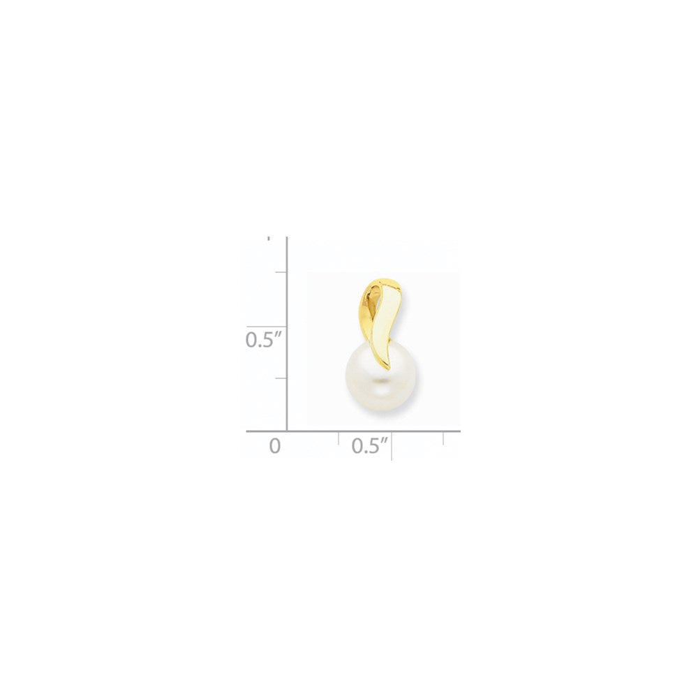 14k 8-9mm White Freshwater Cultured Pearl Pendant Slide