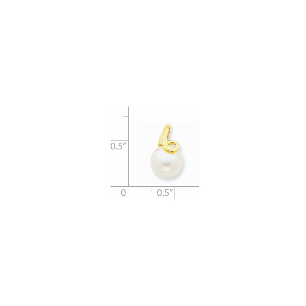 14k 8-9mm White Button Freshwater Cultured Pearl Pendant Slide