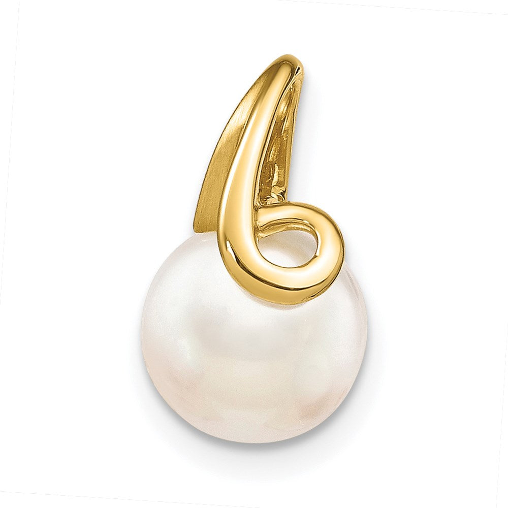 14k 8-9mm White Button Freshwater Cultured Pearl Pendant Slide