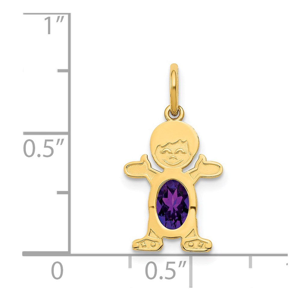 14K Boy 6x4 Oval Genuine Amethyst-February