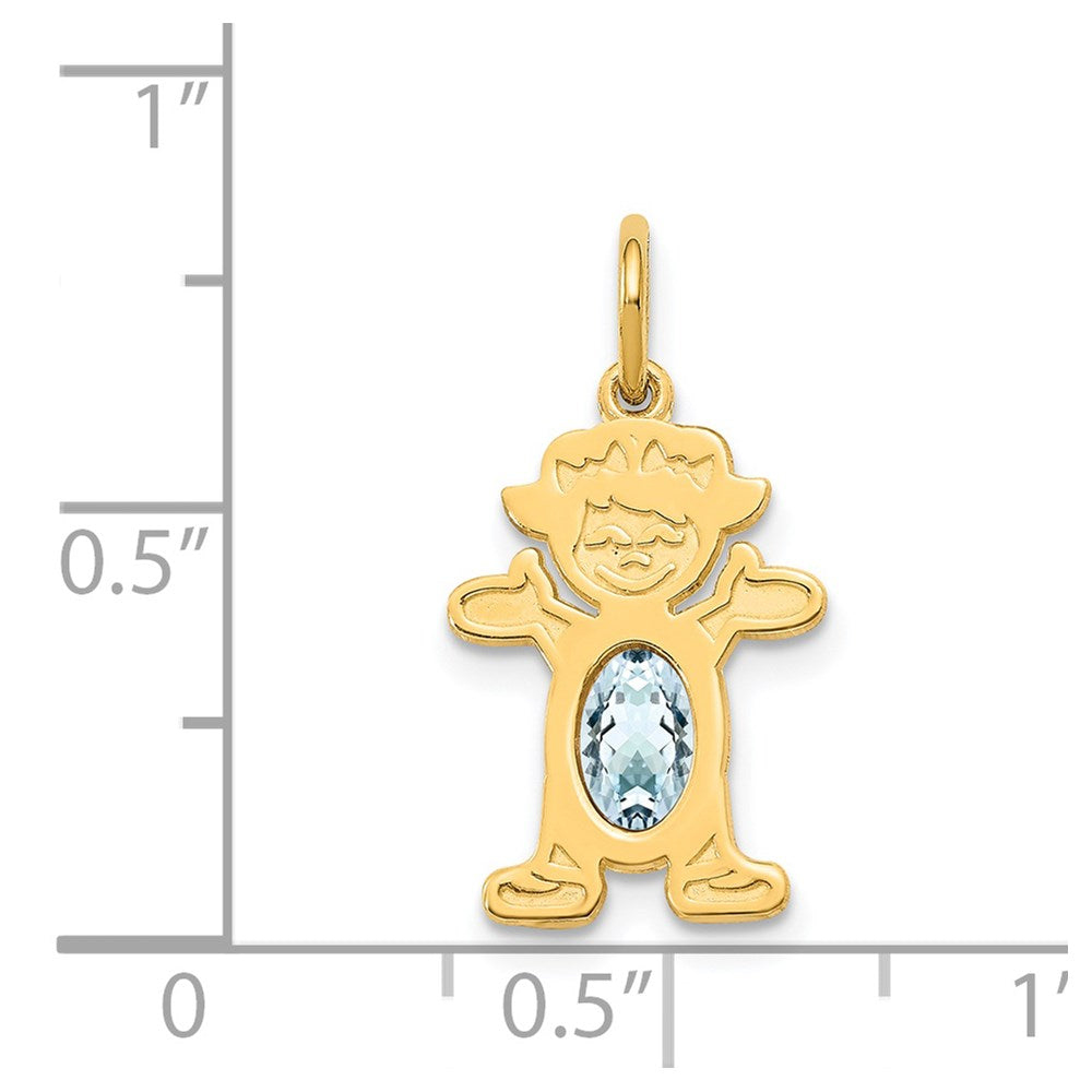 14K Girl 6x4 Oval Genuine Aquamarine-March