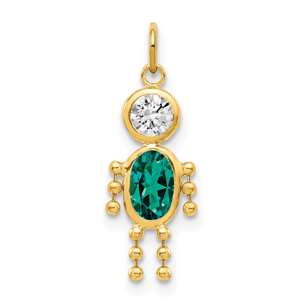 14k May Boy Birthstone Charm